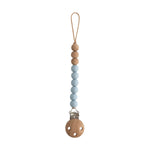 Mushie Silicone Pacifier Clip Eva with Faux Wood Clasp and Colorful Beads - Everetts Place Boutique - 