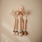 Mushie Silicone Pacifier Clip Eva with Faux Wood Clasp and Colorful Beads - Everetts Place Boutique - 