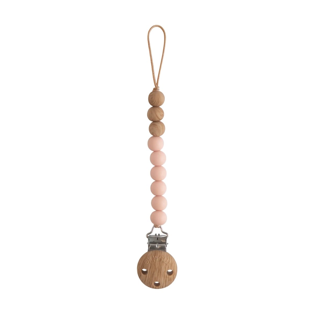 Mushie Silicone Pacifier Clip Eva with Faux Wood Clasp and Colorful Beads - Everetts Place Boutique - 