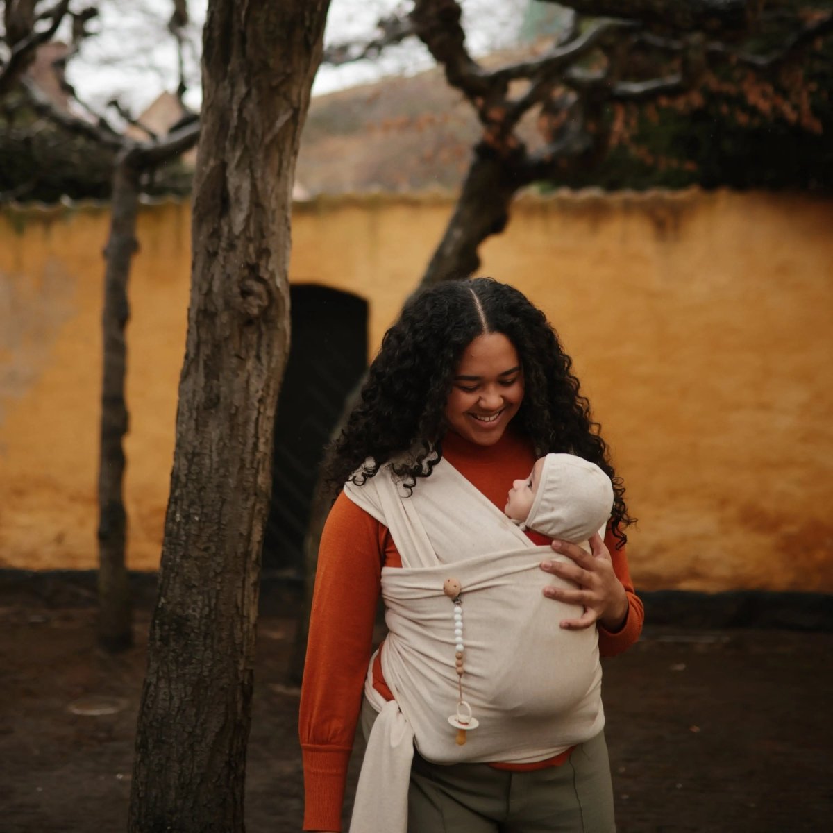 Mushie Silicone Pacifier Clip Eva with Faux Wood Clasp and Colorful Beads - Everetts Place Boutique - 