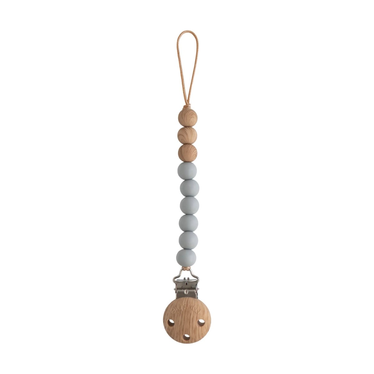 Mushie Silicone Pacifier Clip Eva with Faux Wood Clasp and Colorful Beads - Everetts Place Boutique - 