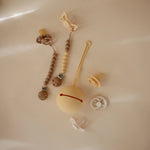 Mushie Silicone Pacifier Clip Eva with Faux Wood Clasp and Colorful Beads - Everetts Place Boutique - 