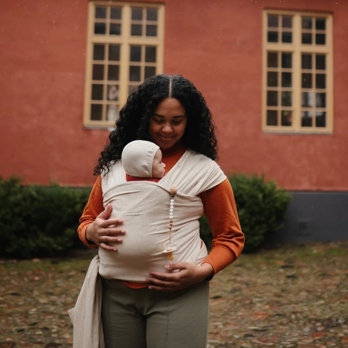 Mushie Silicone Pacifier Clip Eva with Faux Wood Clasp and Colorful Beads - Everetts Place Boutique - 