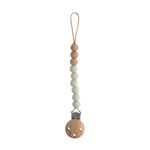 Mushie Silicone Pacifier Clip Eva with Faux Wood Clasp and Colorful Beads - Everetts Place Boutique - 
