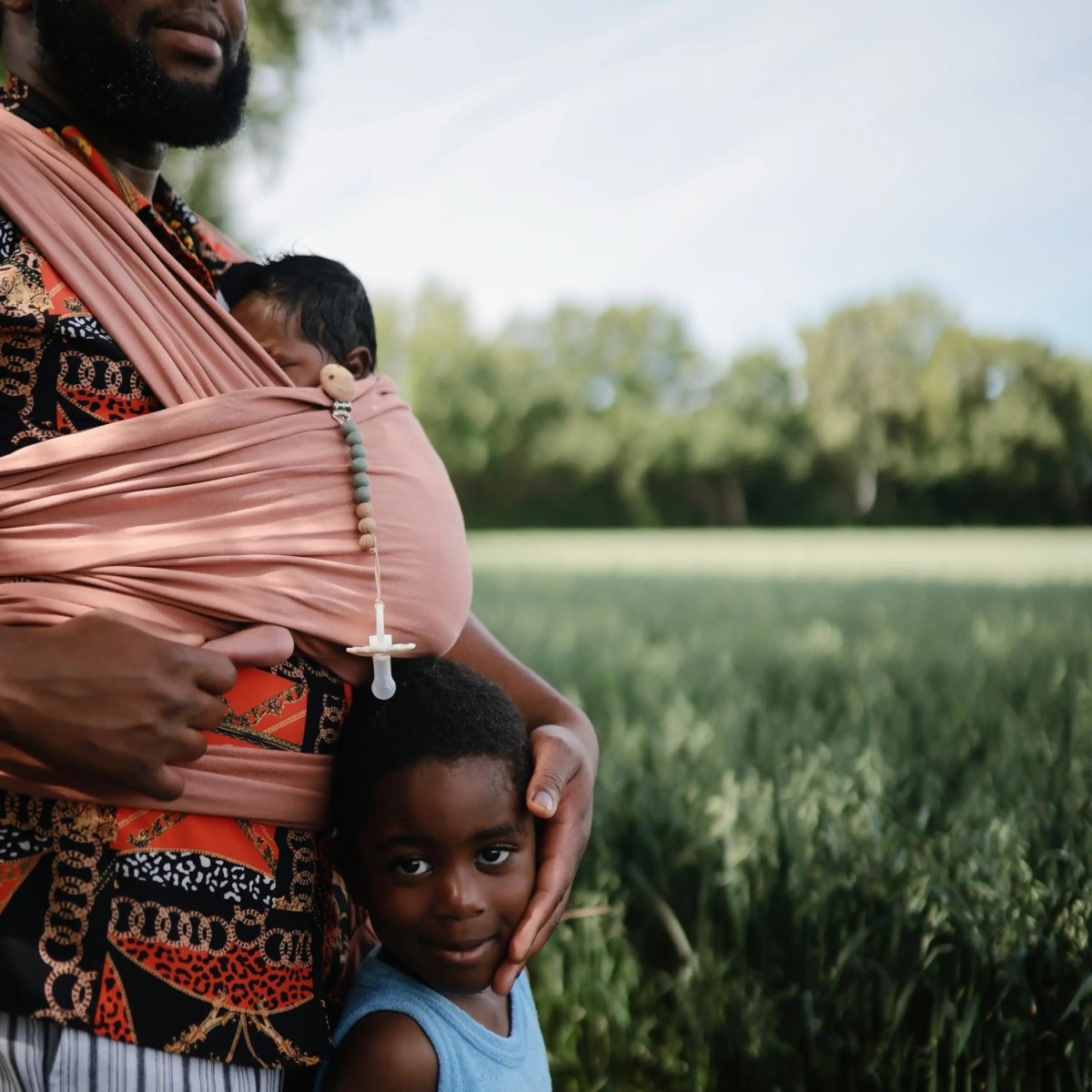 Mushie Silicone Pacifier Clip Eva with Faux Wood Clasp and Colorful Beads - Everetts Place Boutique - 