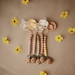 Mushie Silicone Pacifier Clip Eva with Faux Wood Clasp and Colorful Beads - Everetts Place Boutique - 