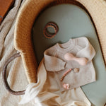 Mushie Silicone Pacifier Clip Eva with Faux Wood Clasp and Colorful Beads - Everetts Place Boutique - 