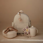 Mushie Silicone Pacifier Clip Eva with Faux Wood Clasp and Colorful Beads - Everetts Place Boutique - 