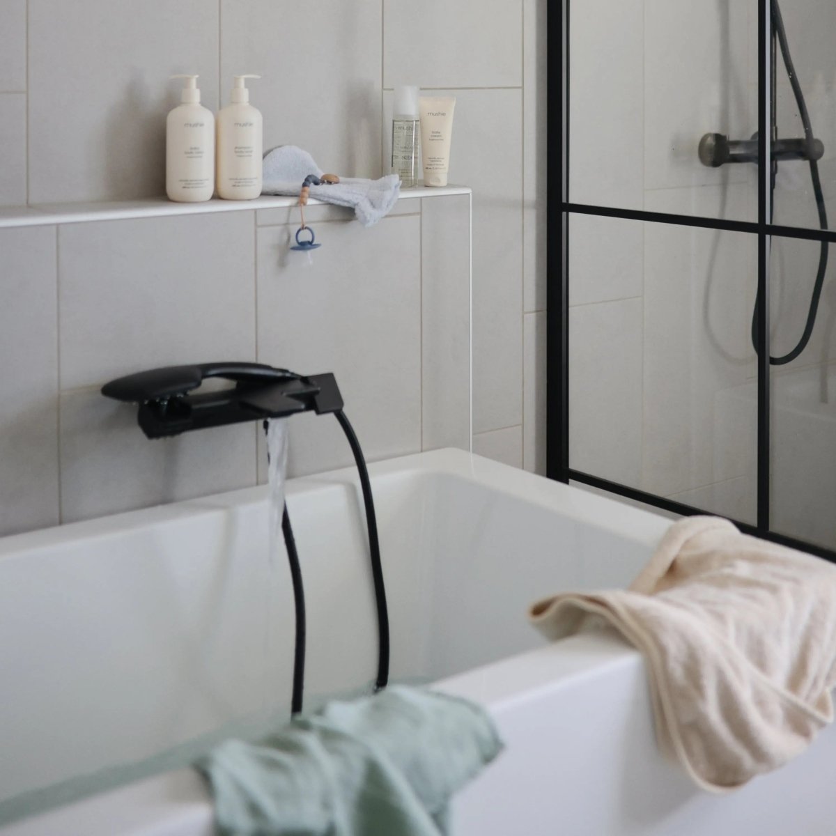 Mushie Silicone Pacifier Clip Eva with Faux Wood Clasp and Colorful Beads - Everetts Place Boutique - 