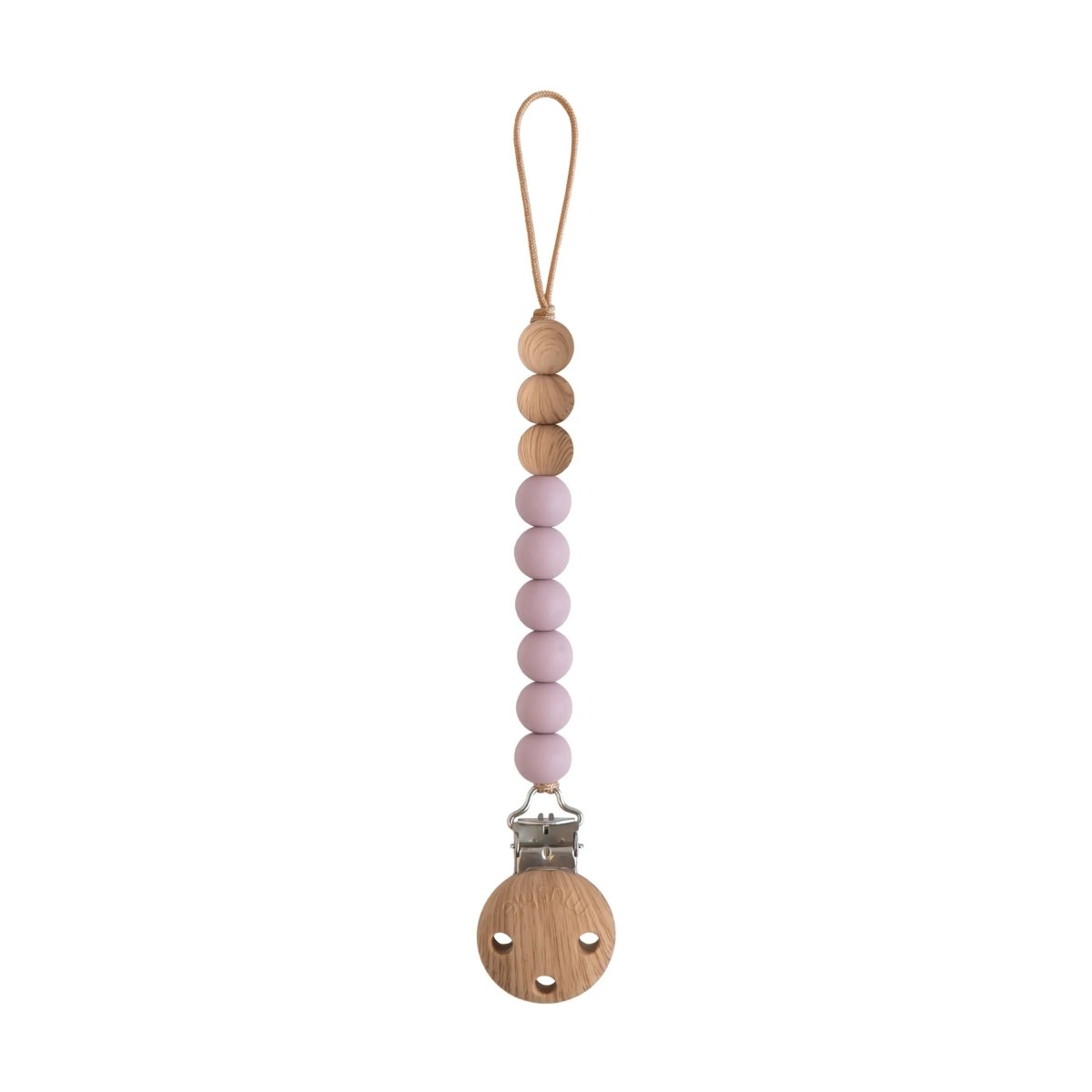 Mushie Silicone Pacifier Clip Eva with Faux Wood Clasp and Colorful Beads - Everetts Place Boutique - 