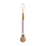 Mushie Silicone Pacifier Clip Eva with Faux Wood Clasp and Colorful Beads - Everetts Place Boutique - 