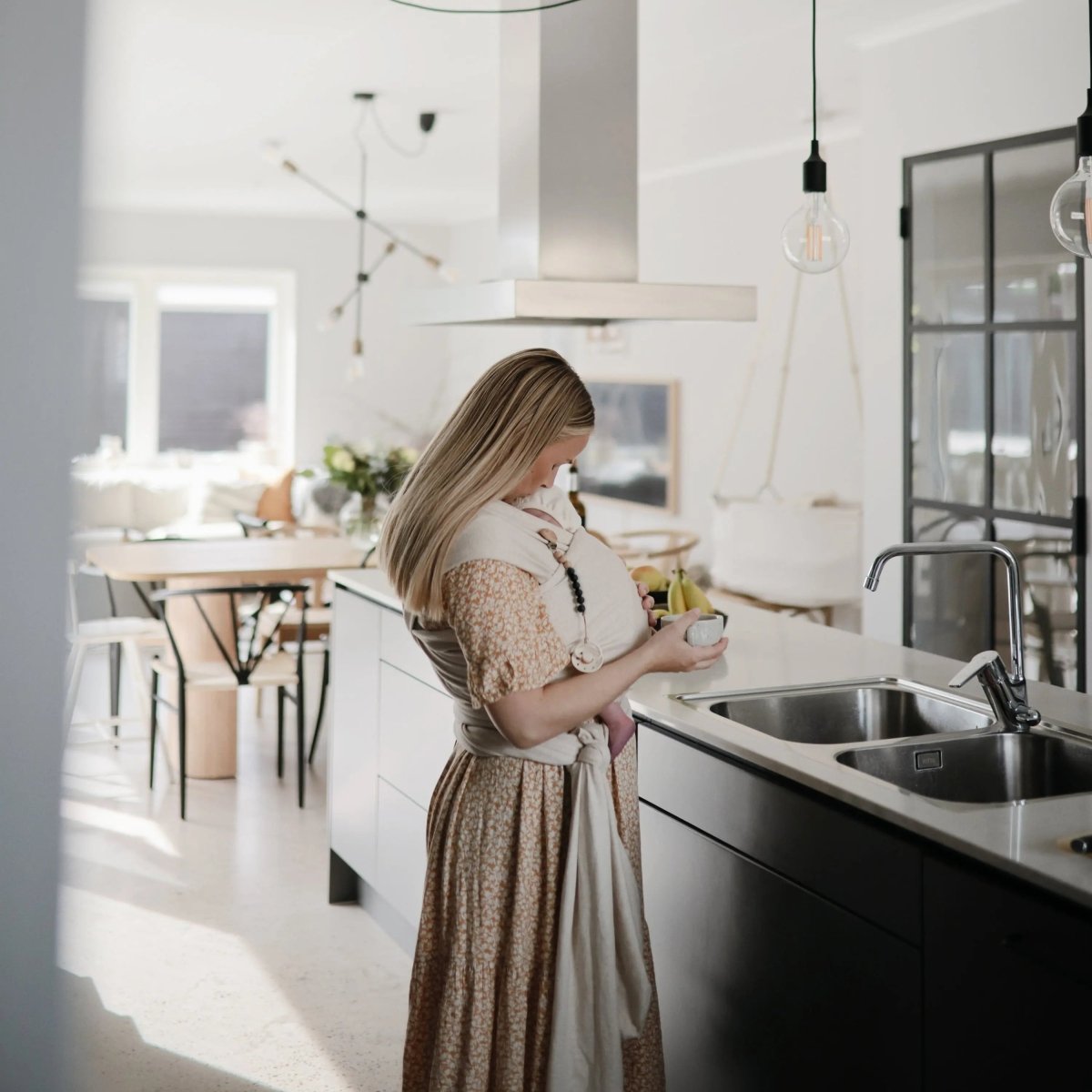 Mushie Silicone Pacifier Clip Eva with Faux Wood Clasp and Colorful Beads - Everetts Place Boutique - 