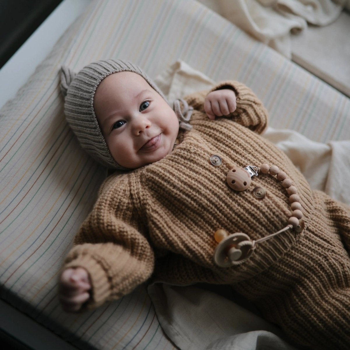 Mushie Silicone Pacifier Clip Hera Durable Food Grade Silicone Bead Design - Everetts Place Boutique - 