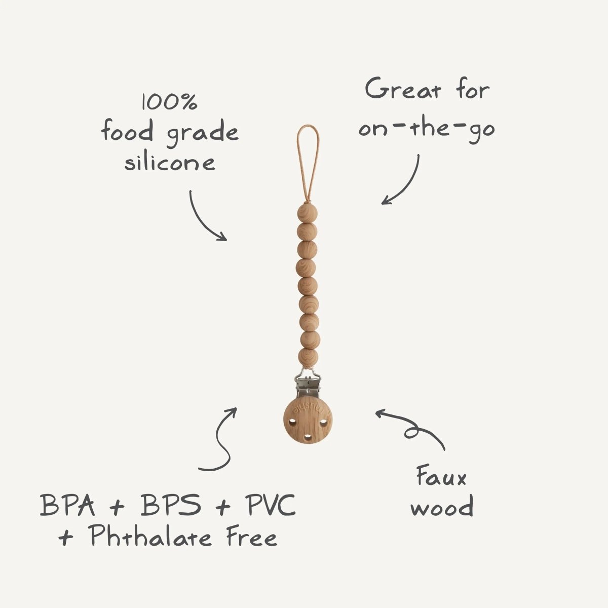 Mushie Silicone Pacifier Clip Hera Durable Food Grade Silicone Bead Design - Everetts Place Boutique - 