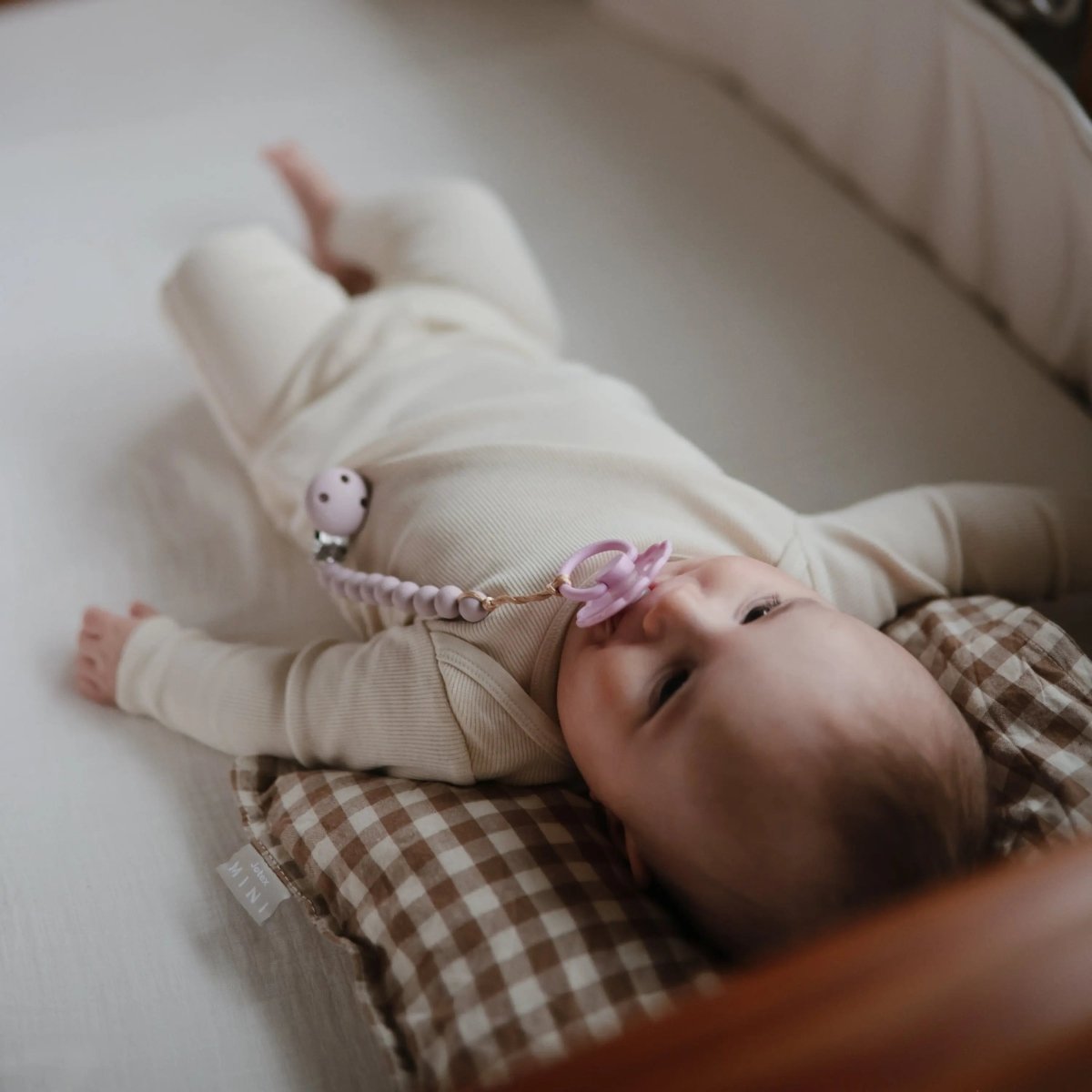 Mushie Silicone Pacifier Clip Hera Durable Food Grade Silicone Bead Design - Everetts Place Boutique - 