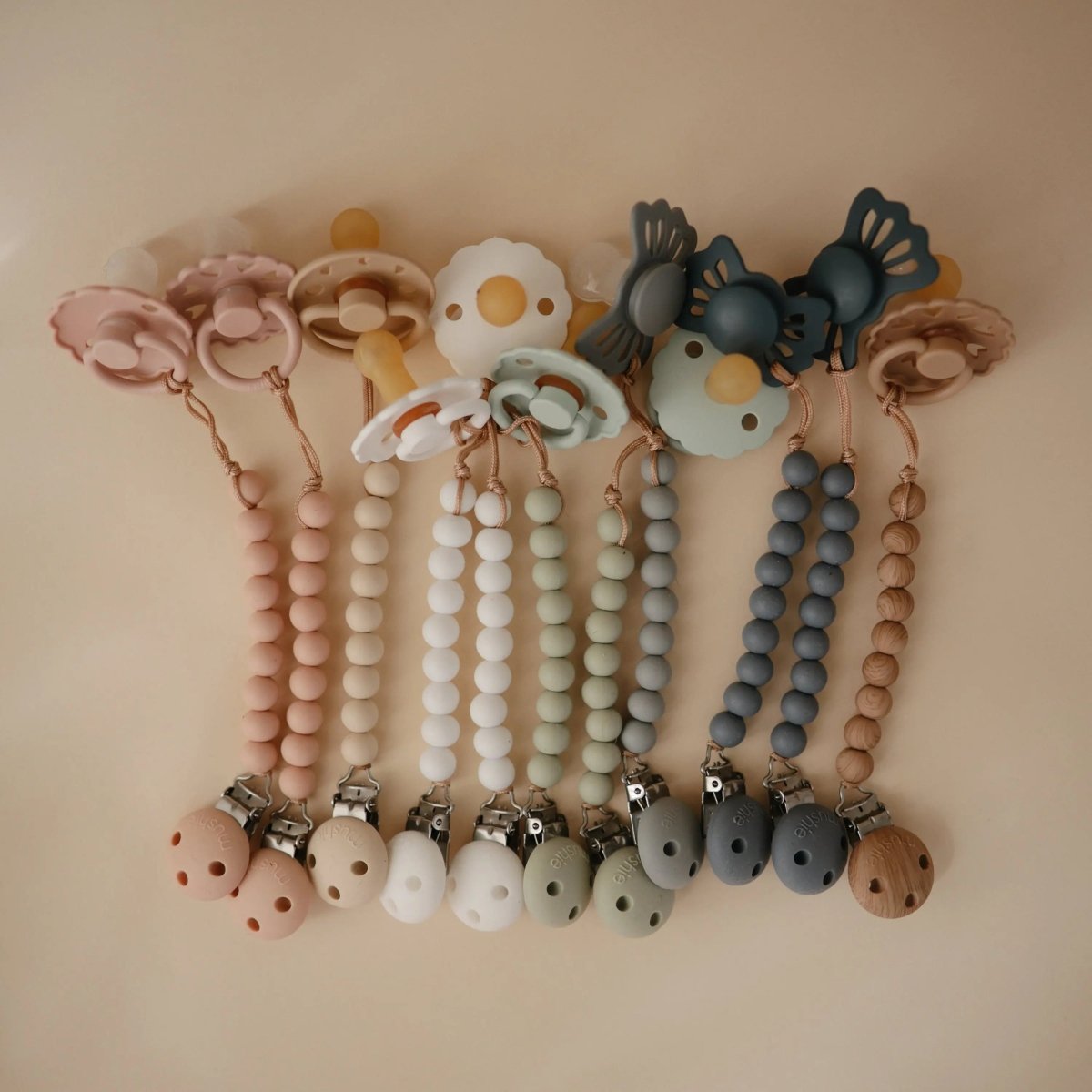 Mushie Silicone Pacifier Clip Hera Durable Food Grade Silicone Bead Design - Everetts Place Boutique - 