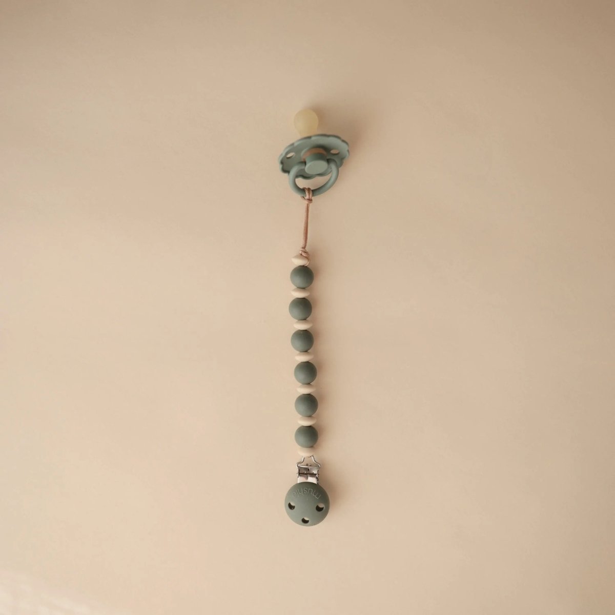 Mushie Silicone Pacifier Clip Luna Durable Food Grade Silicone Clasp for Babies - Everetts Place Boutique - 