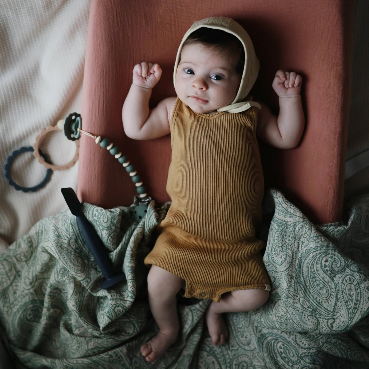 Mushie Silicone Pacifier Clip Luna Durable Food Grade Silicone Clasp for Babies - Everetts Place Boutique - 