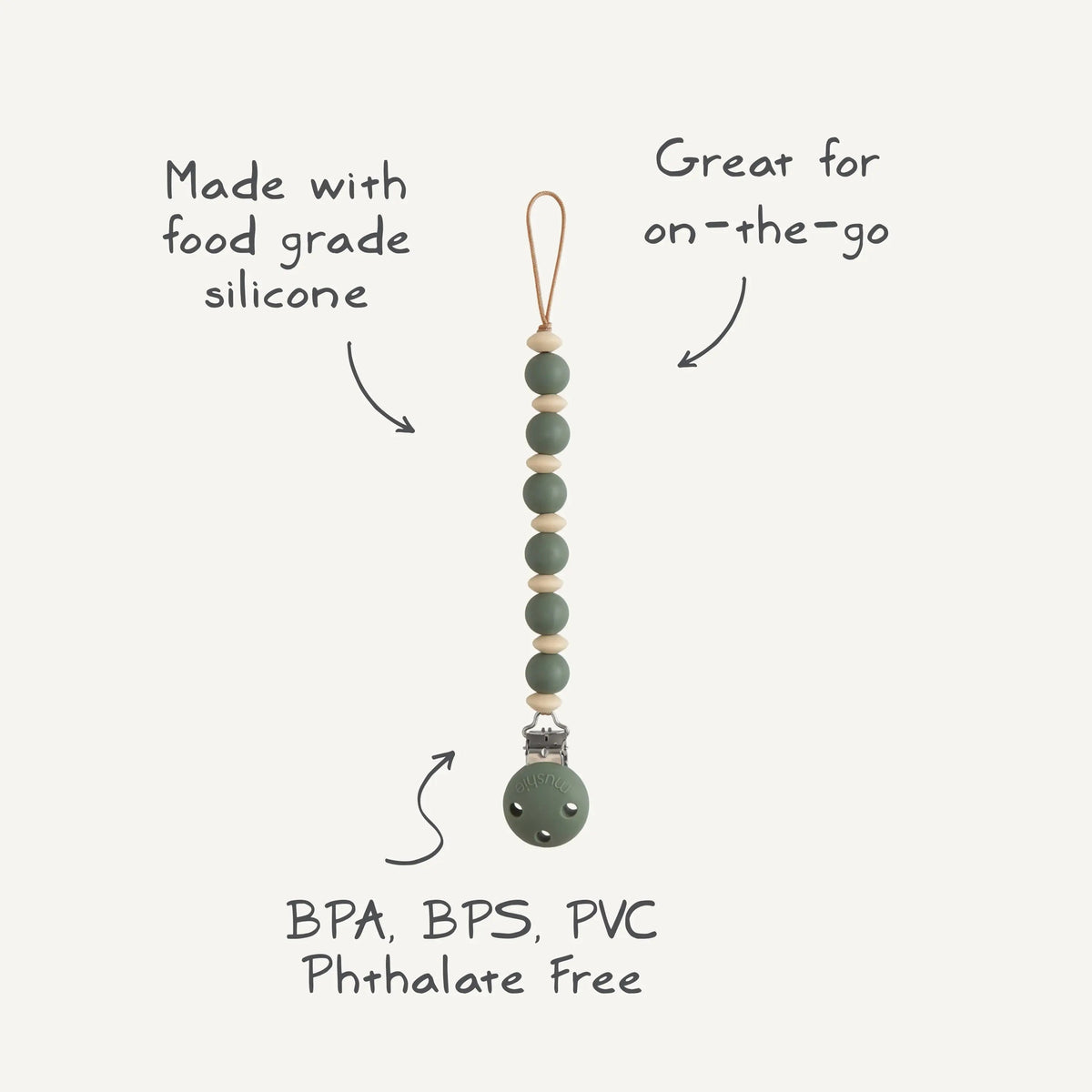 Mushie Silicone Pacifier Clip | Luna - 