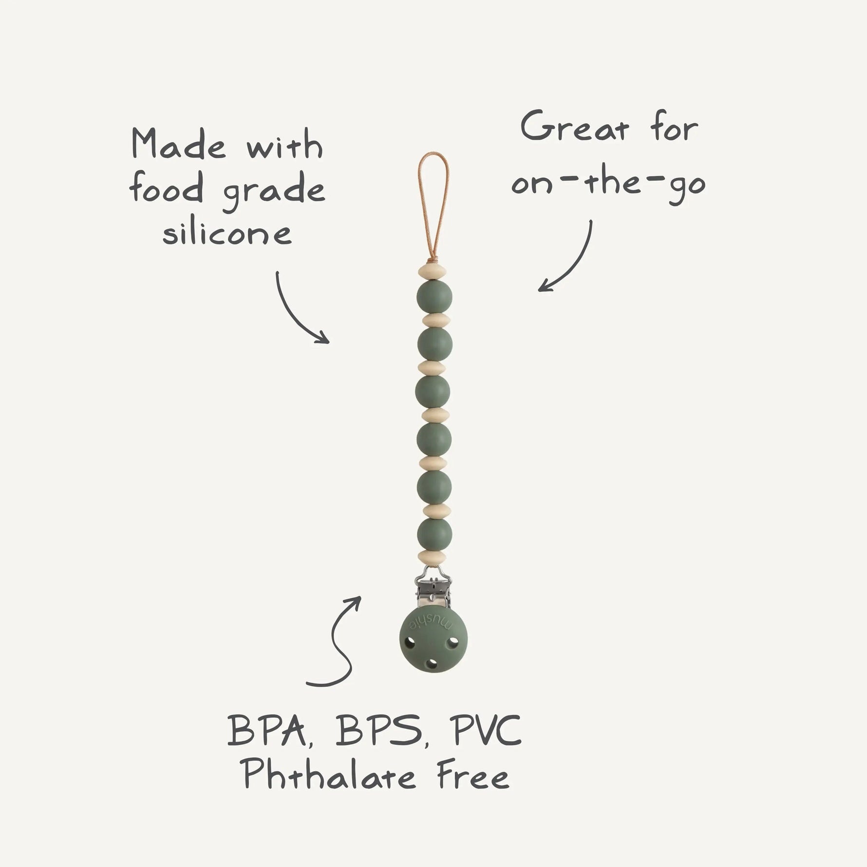 Mushie Silicone Pacifier Clip | Luna - 