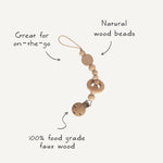 Mushie Silicone Pacifier Clip Mila Durable Food Grade Silicone and Natural Wood - 