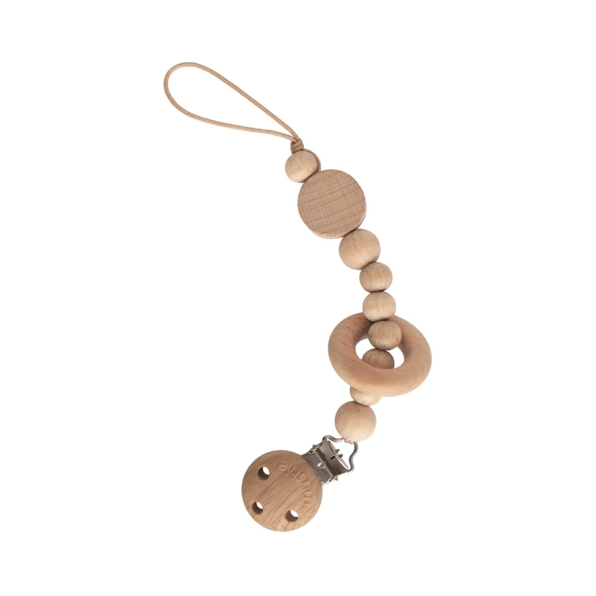 Mushie Silicone Pacifier Clip Mila Durable Food Grade Silicone and Natural Wood - 