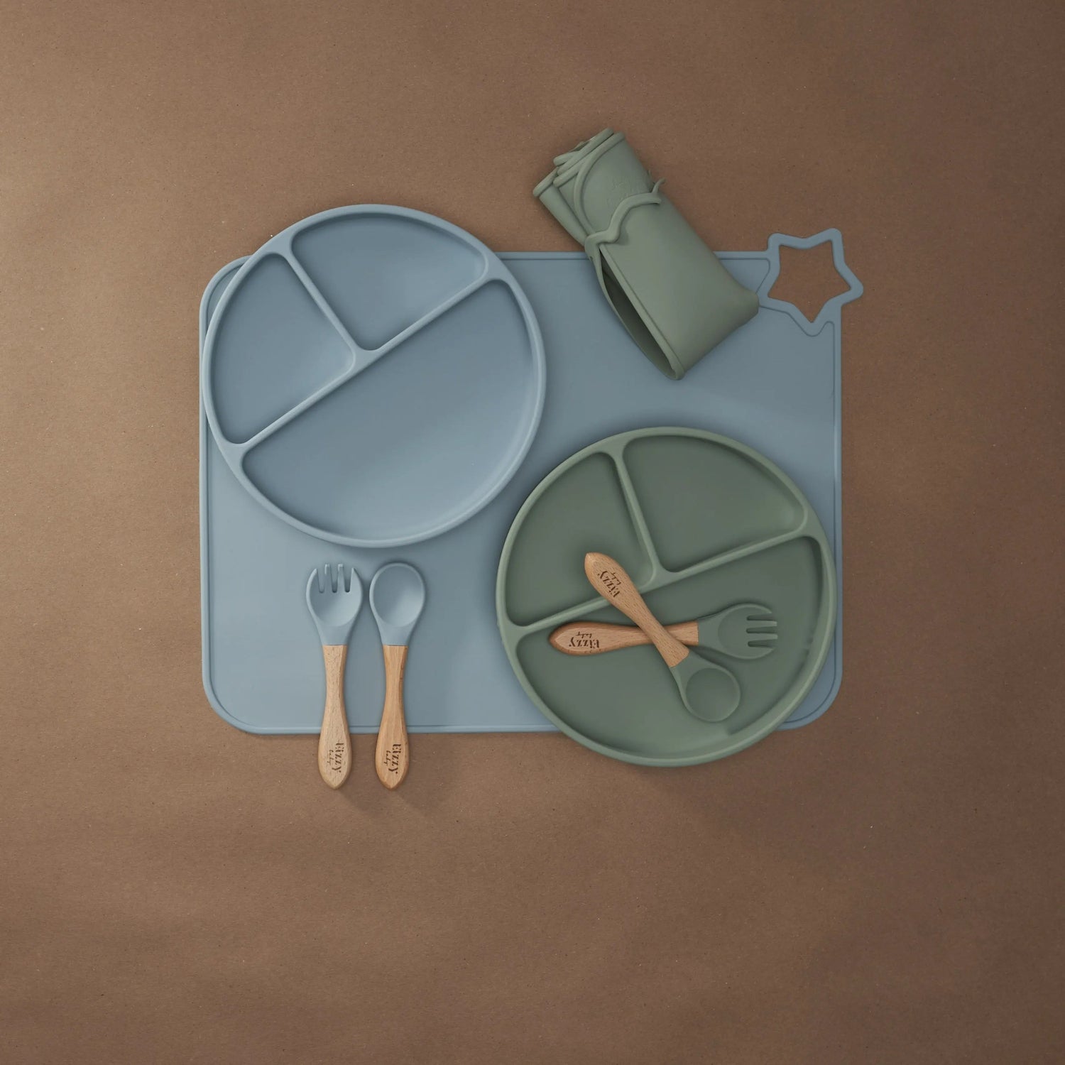 Eizzy Baby Silicone Place Mat (Muted Blue) - 