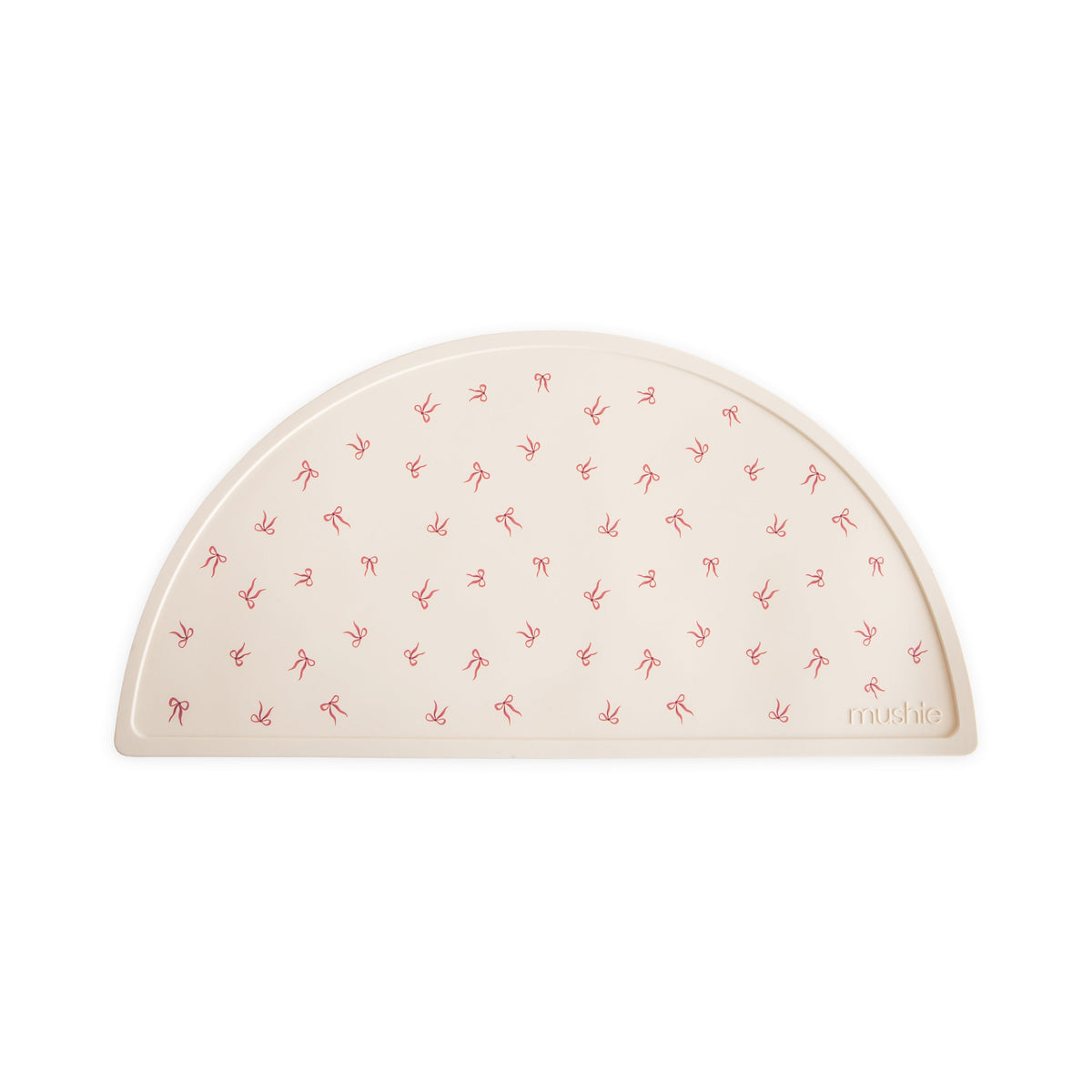 Mushie non-slip silicone placemat in a neutral color, designed for baby and toddler feeding