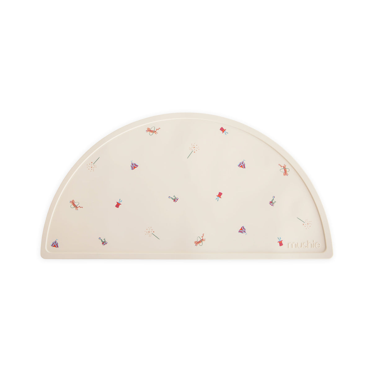 Mushie non-slip silicone placemat in a neutral color, designed for baby and toddler feeding