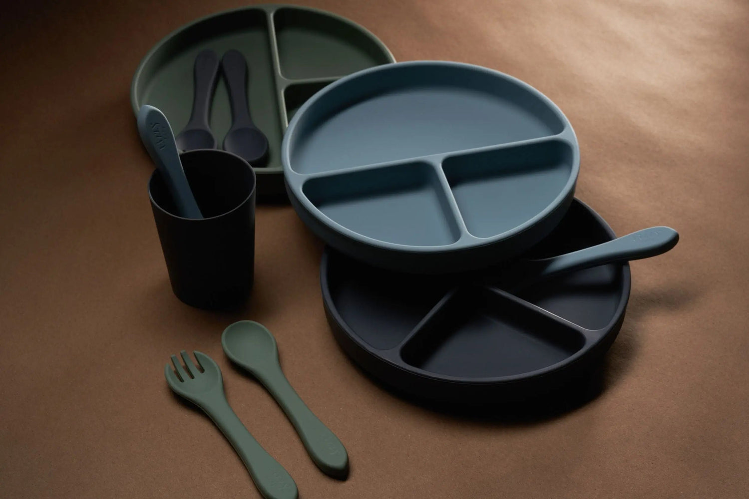 Eizzy Baby Silicone Spoon and Fork Set (Sage) - 