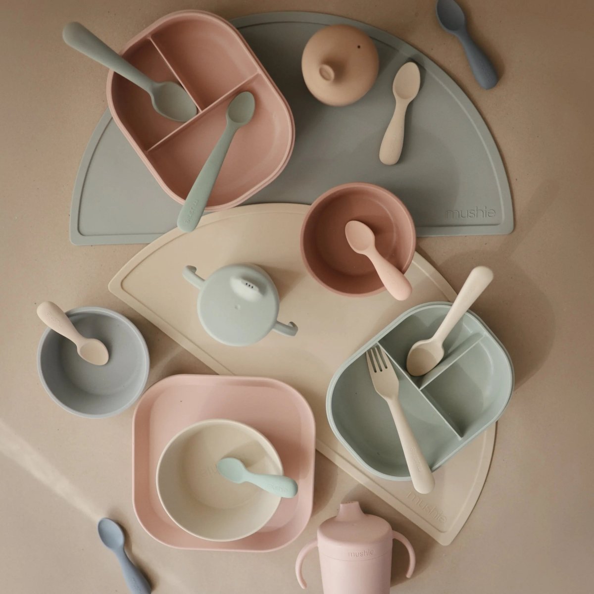 Mushie Silicone Toddler Starter Spoons Non Toxic Food Grade Gentle on Gums Easy Grip Handle - Everetts Place Boutique - 