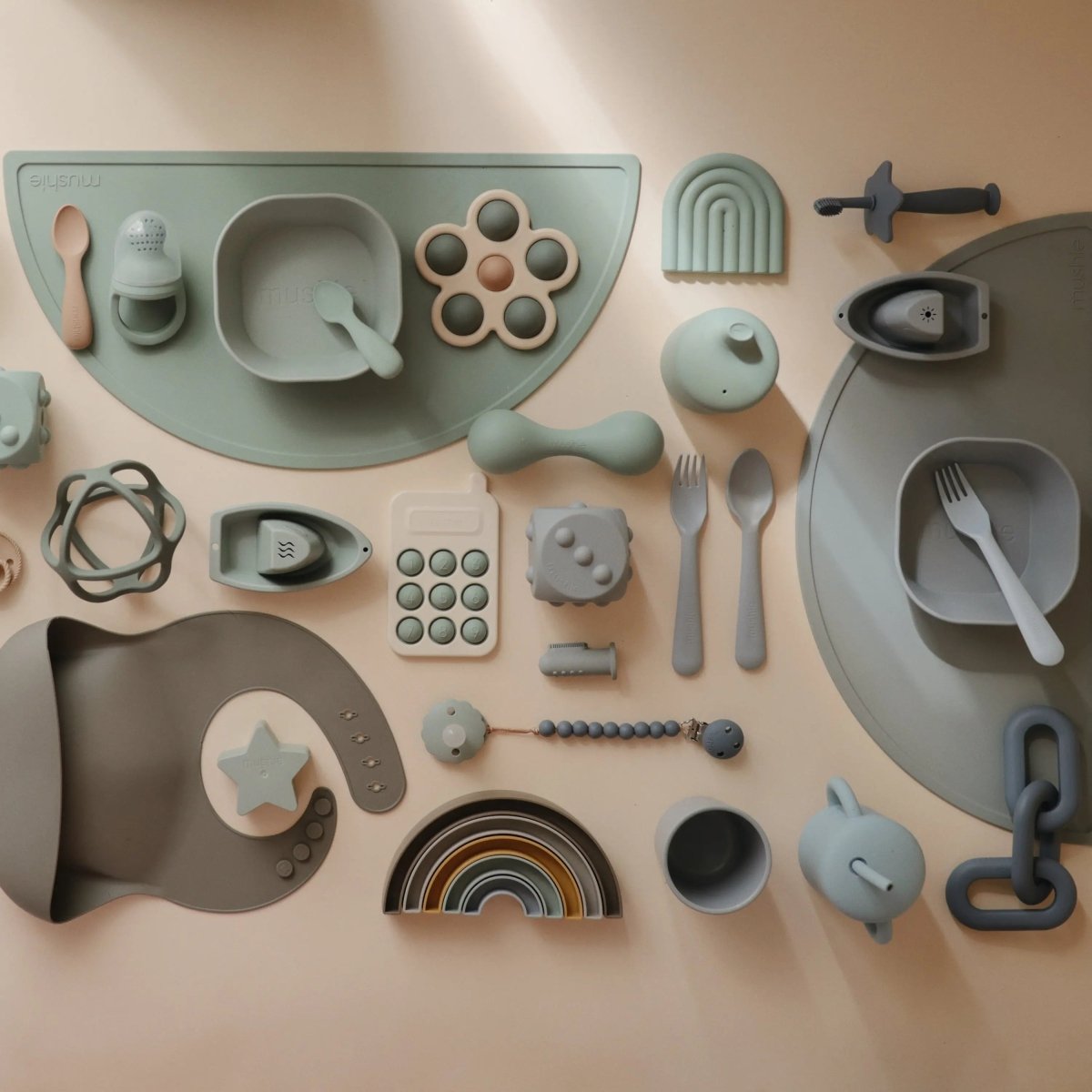 Mushie Silicone Toddler Starter Spoons Non Toxic Food Grade Gentle on Gums Easy Grip Handle - Everetts Place Boutique - 