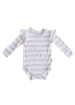 Charlie Lou Baby Silky Bamboo Ruffle Bodysuit Striped Long Sleeve Baby - Everetts Place Boutique - 