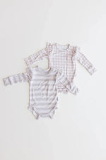 Charlie Lou Baby Silky Bamboo Ruffle Bodysuit Striped Long Sleeve Baby - Everetts Place Boutique - 