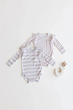 Charlie Lou Baby Silky Bamboo Ruffle Bodysuit Striped Long Sleeve Baby - Everetts Place Boutique - 