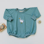 Little Joy Co. Silly Goose Bamboo Baby Romper - Teal or Blue - Infant Baby ToddlerEveretts Place