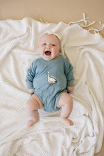 Little Joy Co. Silly Goose Bamboo Baby Romper - Teal or Blue - Infant Baby ToddlerEveretts Place