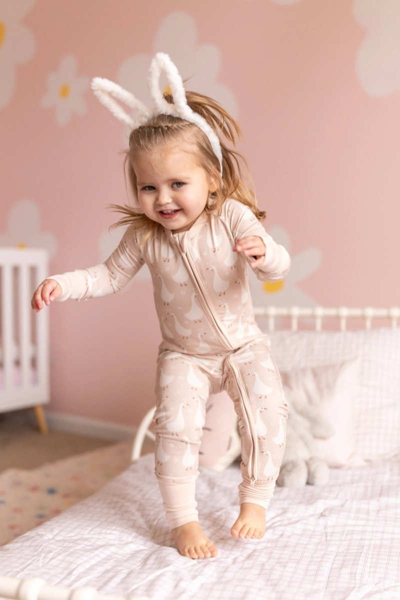 Little Joy Co. Silly Goose Bamboo Romper For Babies Non Slip Soles - Everetts Place Boutique - 