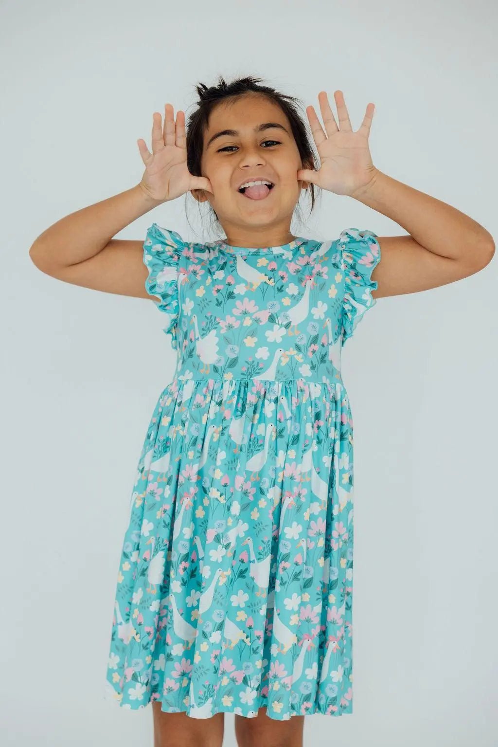 Mila & Rose ® Silly Goose Flutter Sleeve Twirl Dress - 