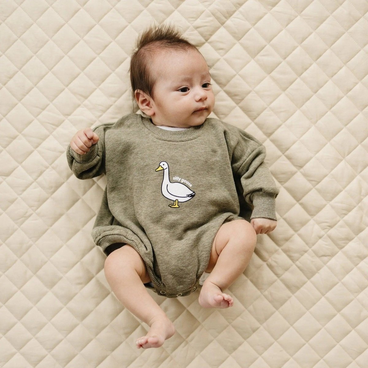 Little Joy Co. Silly Goose Sweatshirt Romper For Babies In Multiple Colors - Everetts Place Boutique - 