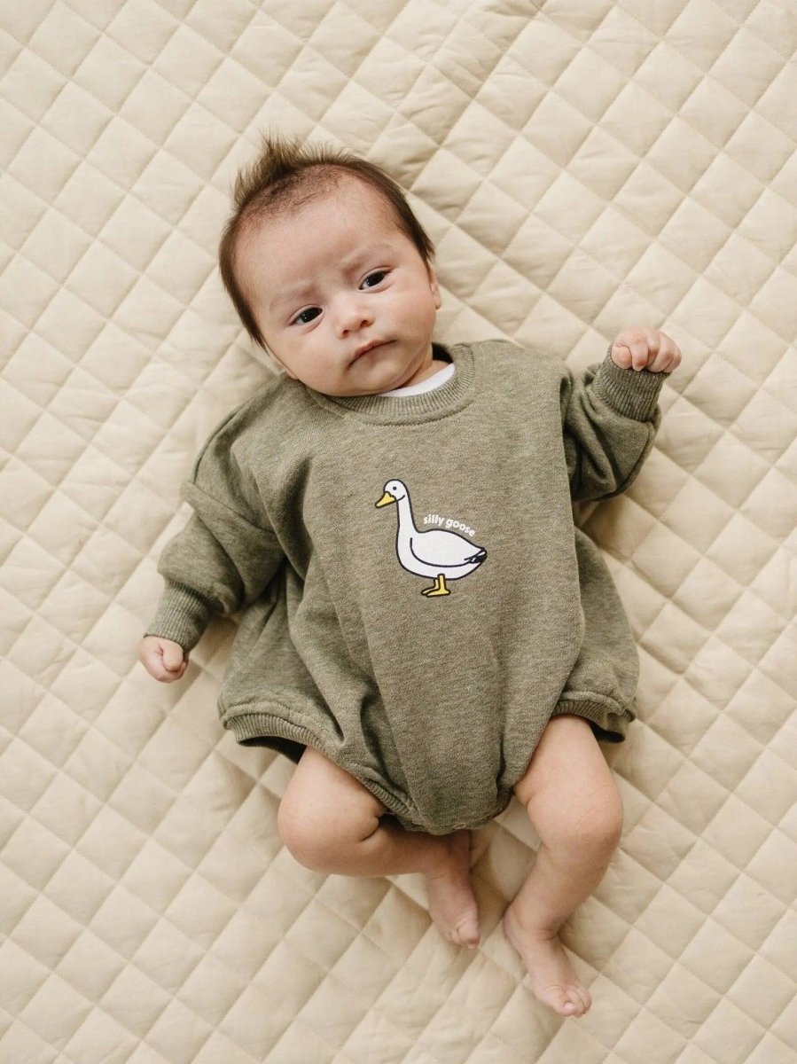 Little Joy Co. Silly Goose Sweatshirt Romper For Babies In Multiple Colors - Everetts Place Boutique - 