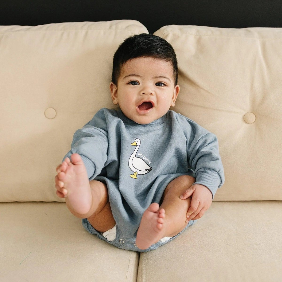 Little Joy Co. Silly Goose Sweatshirt Romper For Babies In Multiple Colors - Everetts Place Boutique - 
