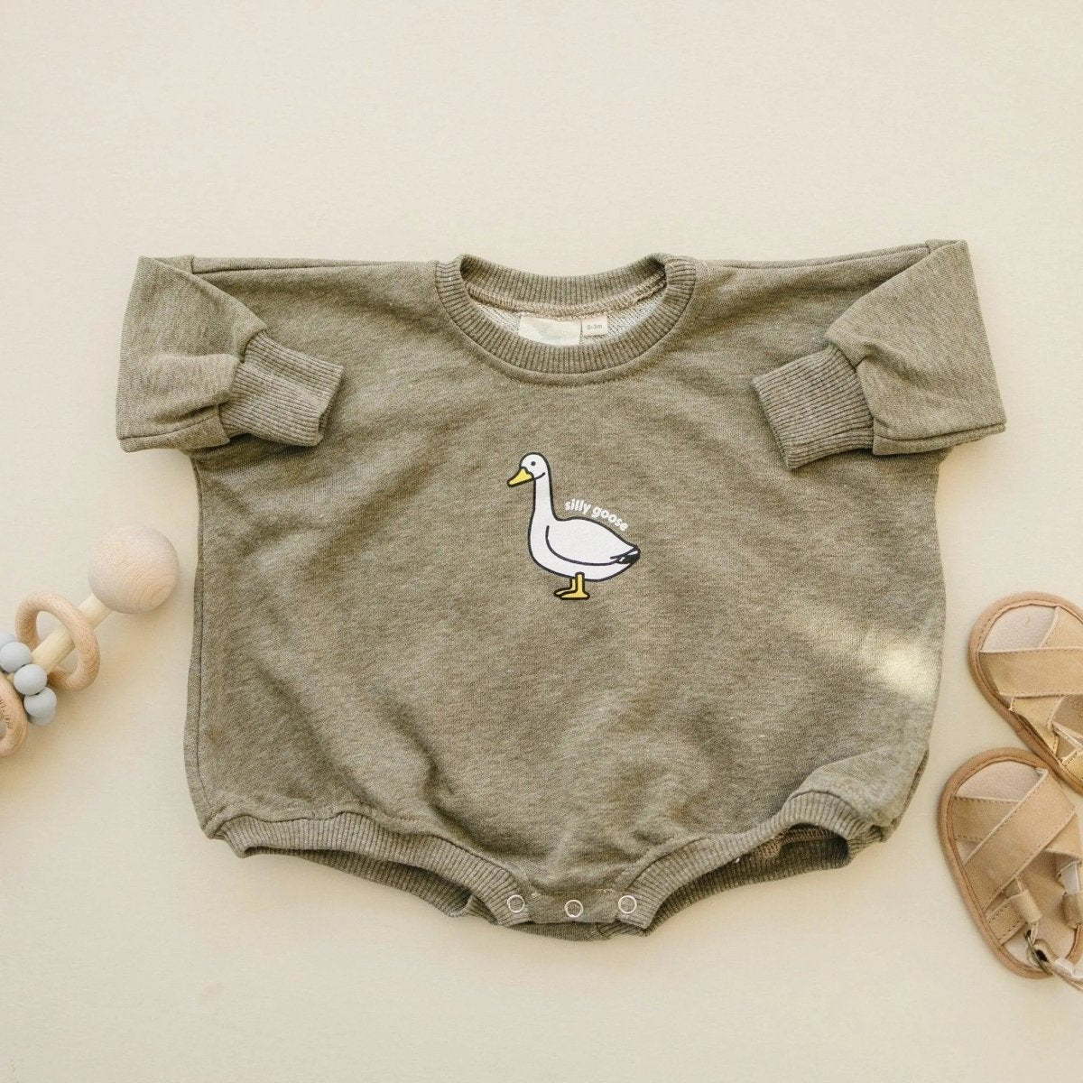 Little Joy Co. Silly Goose Sweatshirt Romper For Babies In Multiple Colors - Everetts Place Boutique - 