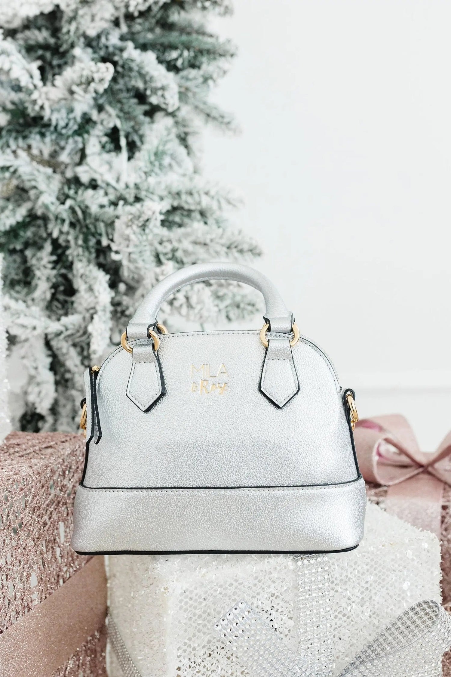 Mila & Rose ® Silver Metallic Girl's Crossbody Purse - 