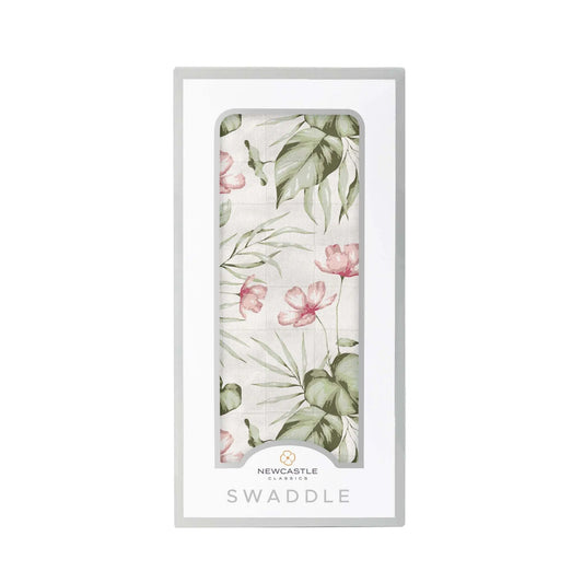 Silver Pink Orchid Muslin Swaddle Blanket Made from Bamboo Fibers Newcastle Classics