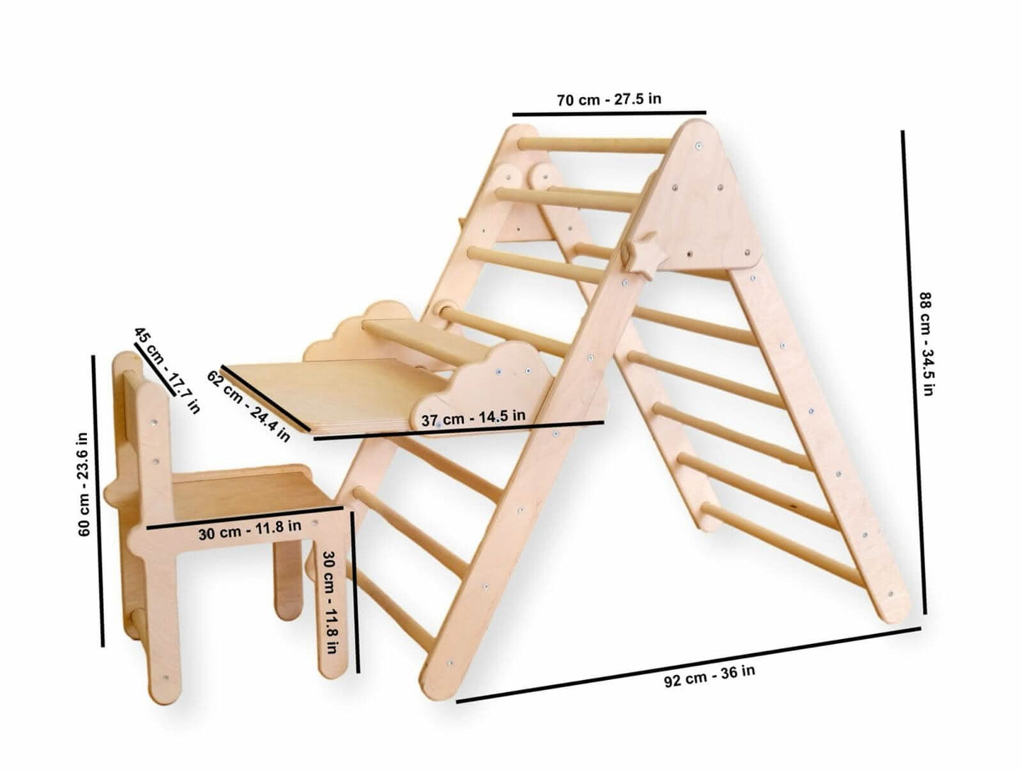Montessori Climbing Triangle Set With Foldable Table Chair Kidodido Everetts Place: Online Boutique