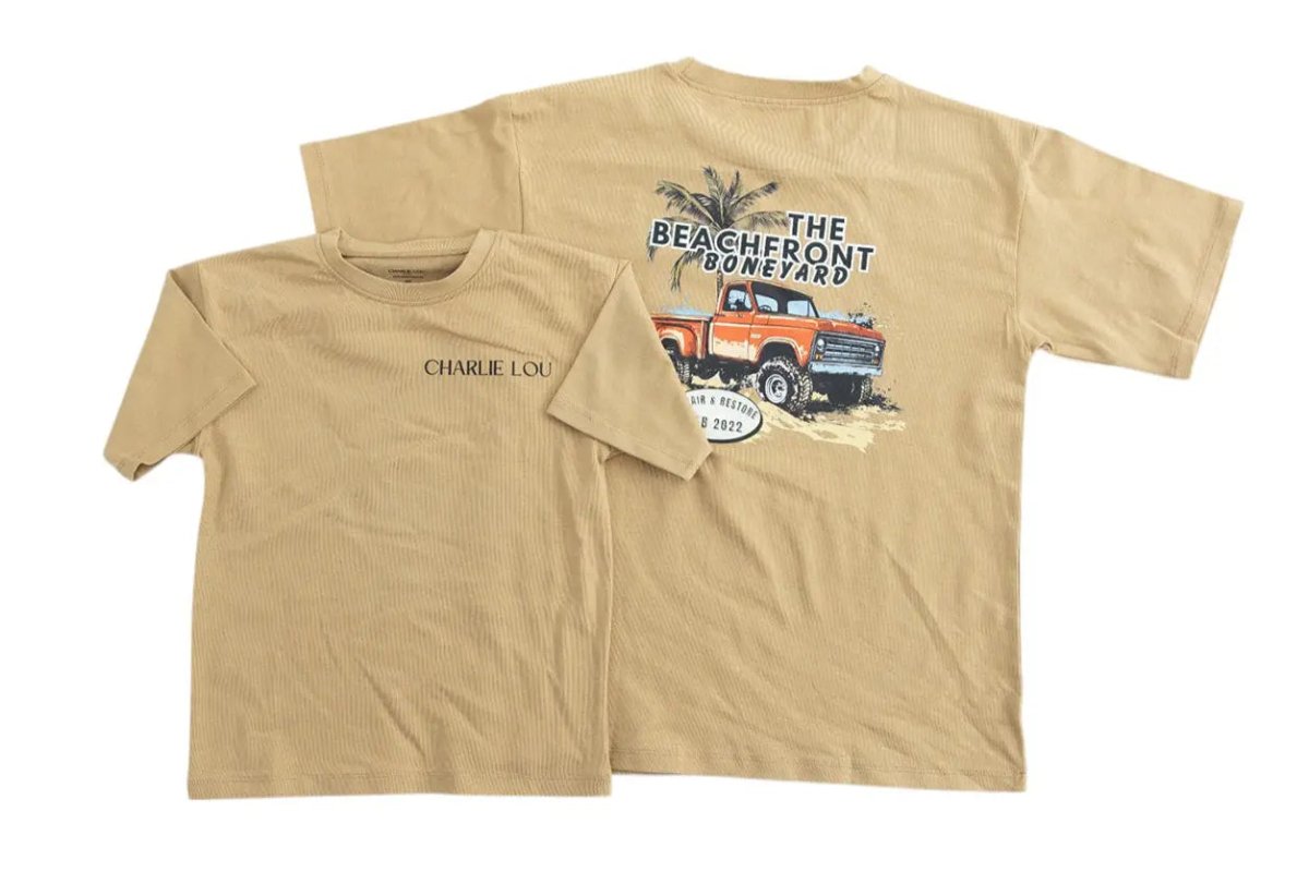 Charlie Lou Baby Skater T Shirt Beachfront Boneyard Oversized Fit Kids - Everetts Place Boutique - 