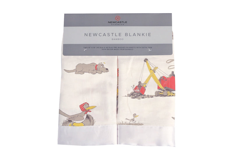 Newcastle Classics "Are You My Mother" bamboo muslin security baby blankie with playful illustrations, 16"x16".