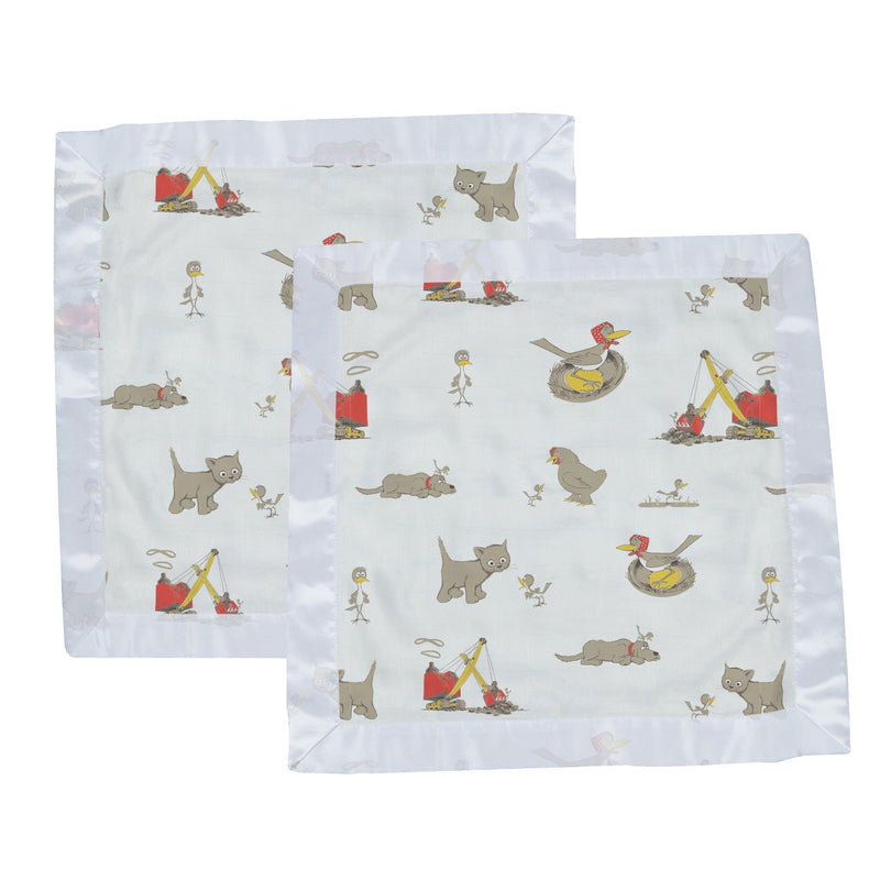Are You My Mother bamboo muslin security baby blankie set with cute animal print.