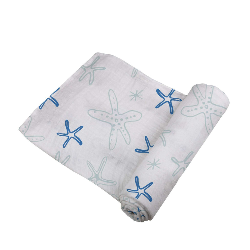 Starfish Cotton Muslin Swaddle, soft breathable fabric, 100% natural cotton, 47"x47".